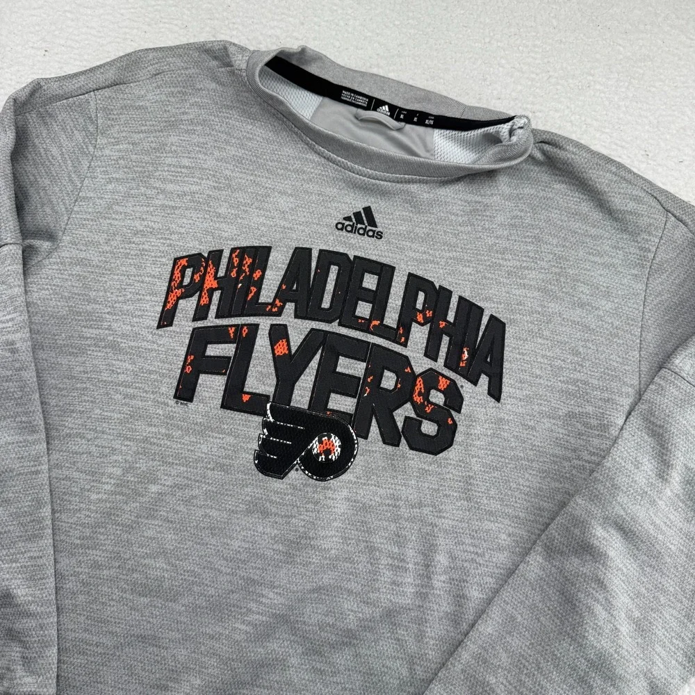 Adidas Philadelphia Flyers Sweatshirt Men XL Gray Long Sleeve Crewneck Climalite